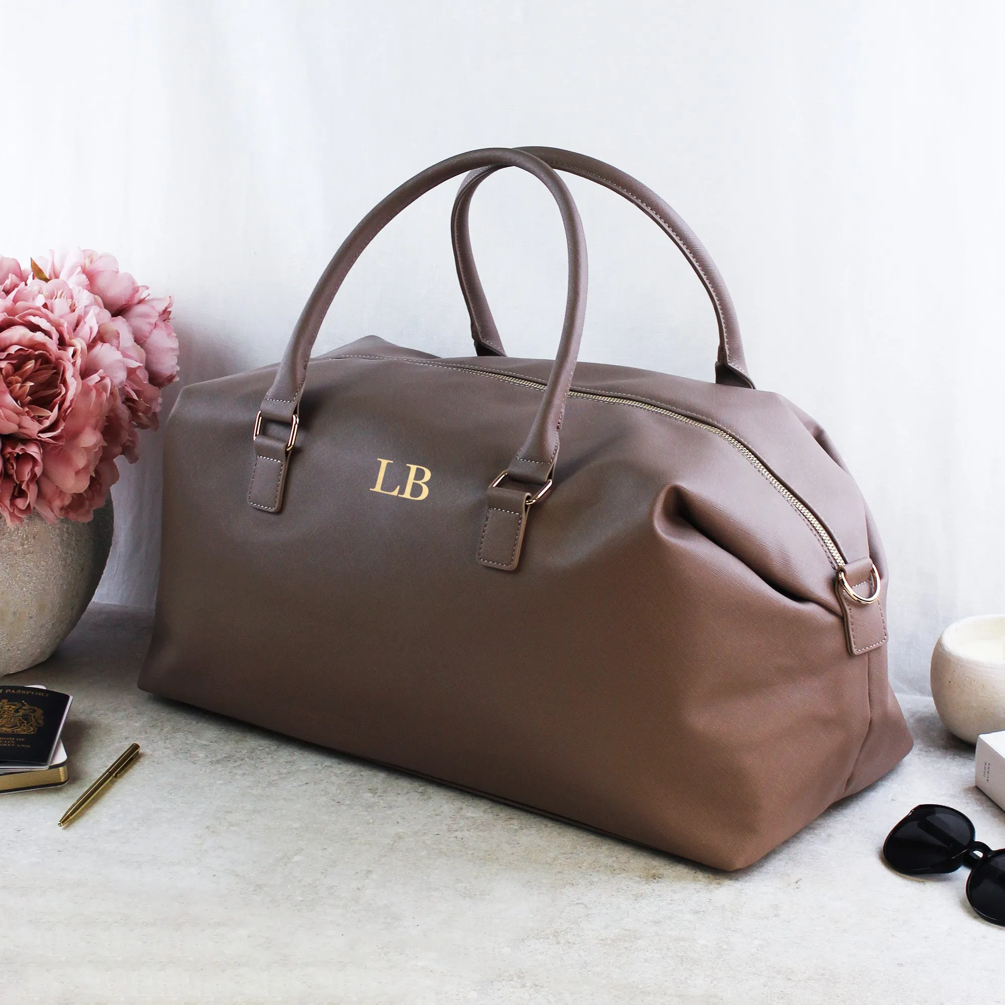 Personalised Monogrammed Weekender Bag & Passport Travel Set