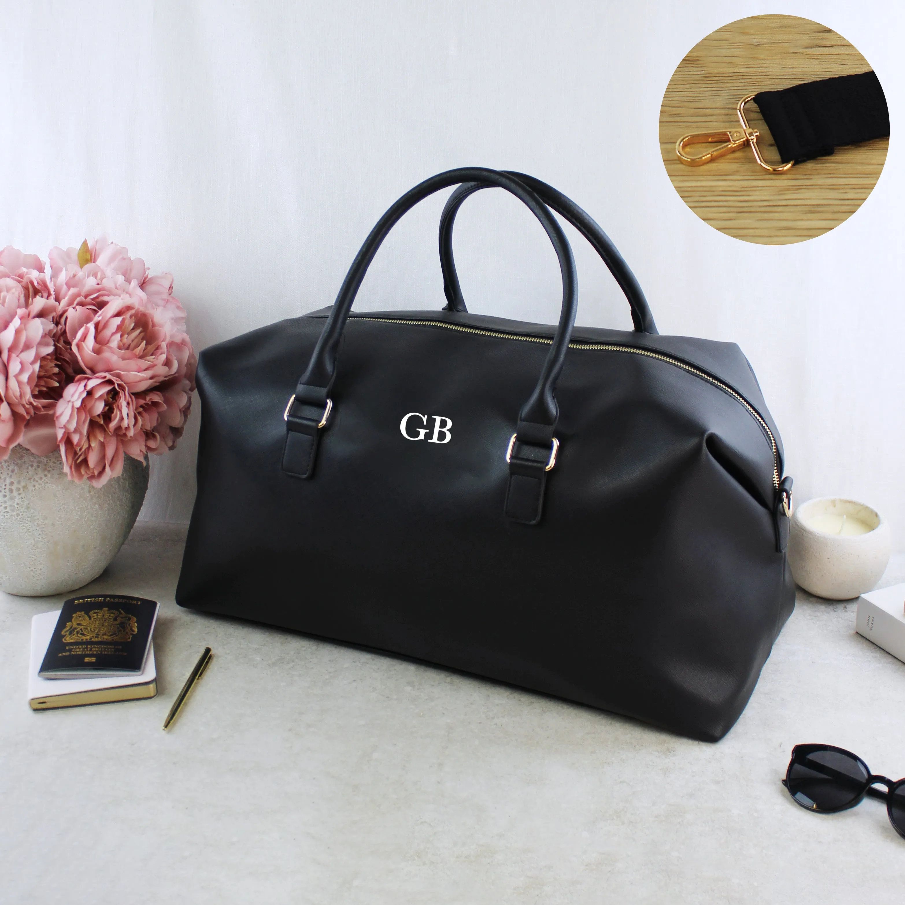 Personalised Monogrammed Weekender Bag & Passport Travel Set