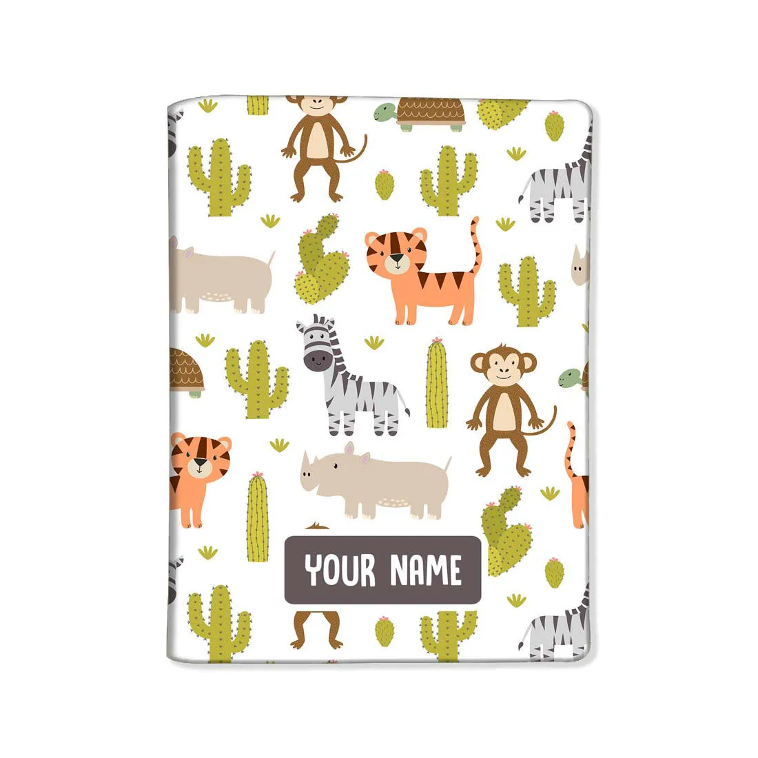 Personalized Children Passport Cover Luggage Tag Set - Animals and Cactus