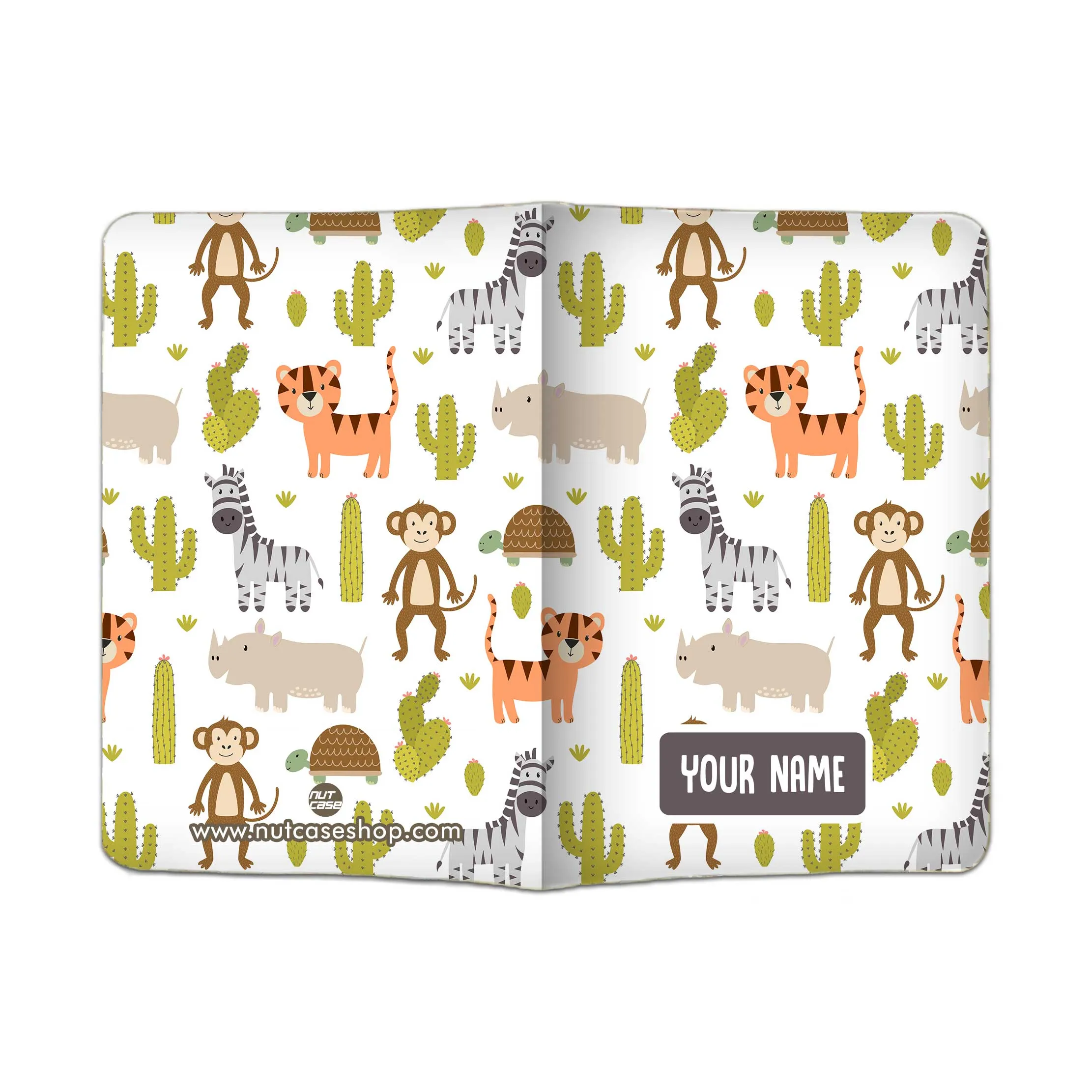 Personalized Children Passport Cover Luggage Tag Set - Animals and Cactus