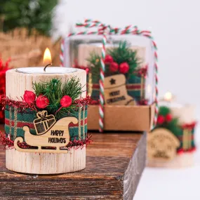 Personalized Christmas Gift, Christmas Wooden Candle Holder, Noel New Year Happy Holiday Gifts, Christmas 2024 Ornament, Gift Exchange