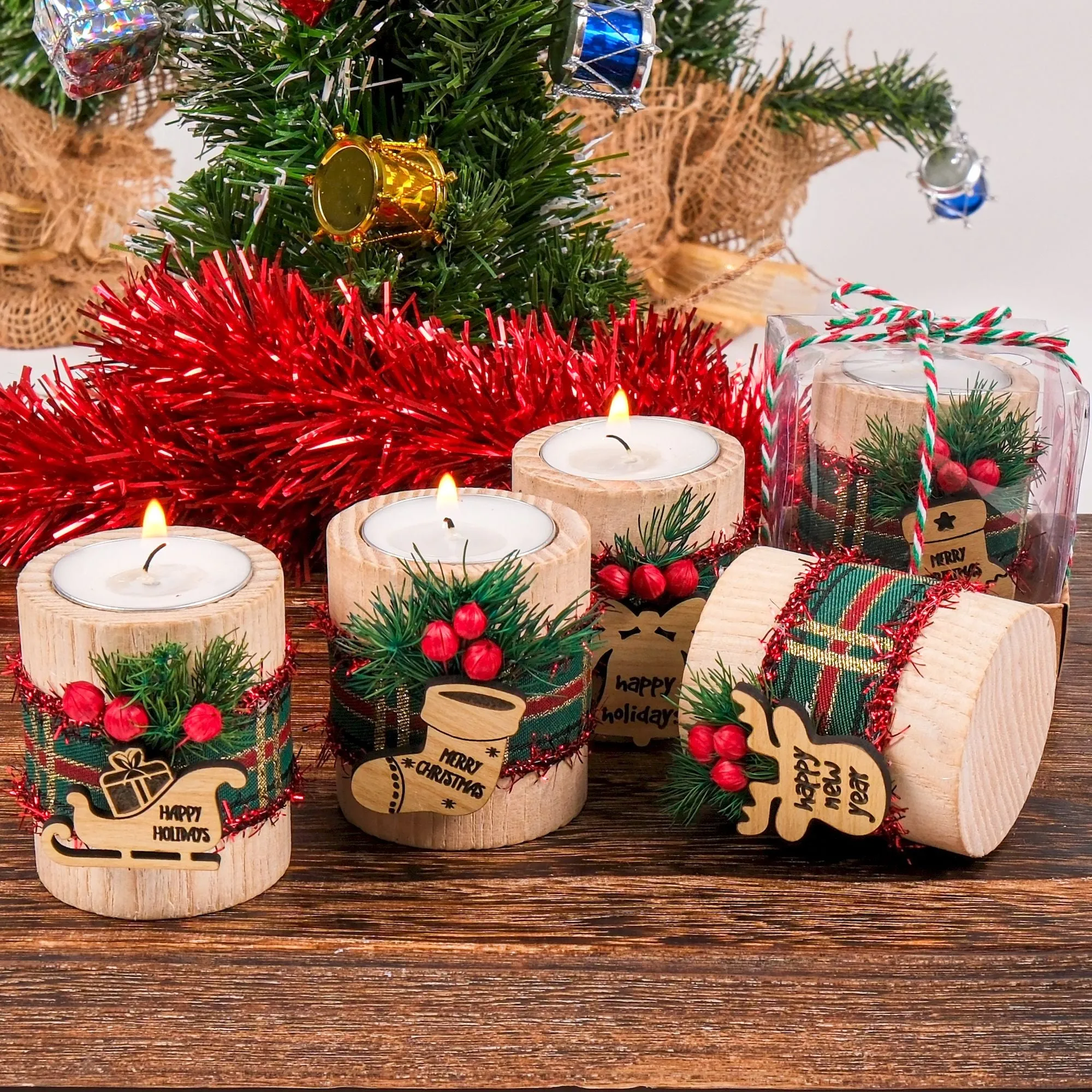 Personalized Christmas Gift, Christmas Wooden Candle Holder, Noel New Year Happy Holiday Gifts, Christmas 2024 Ornament, Gift Exchange