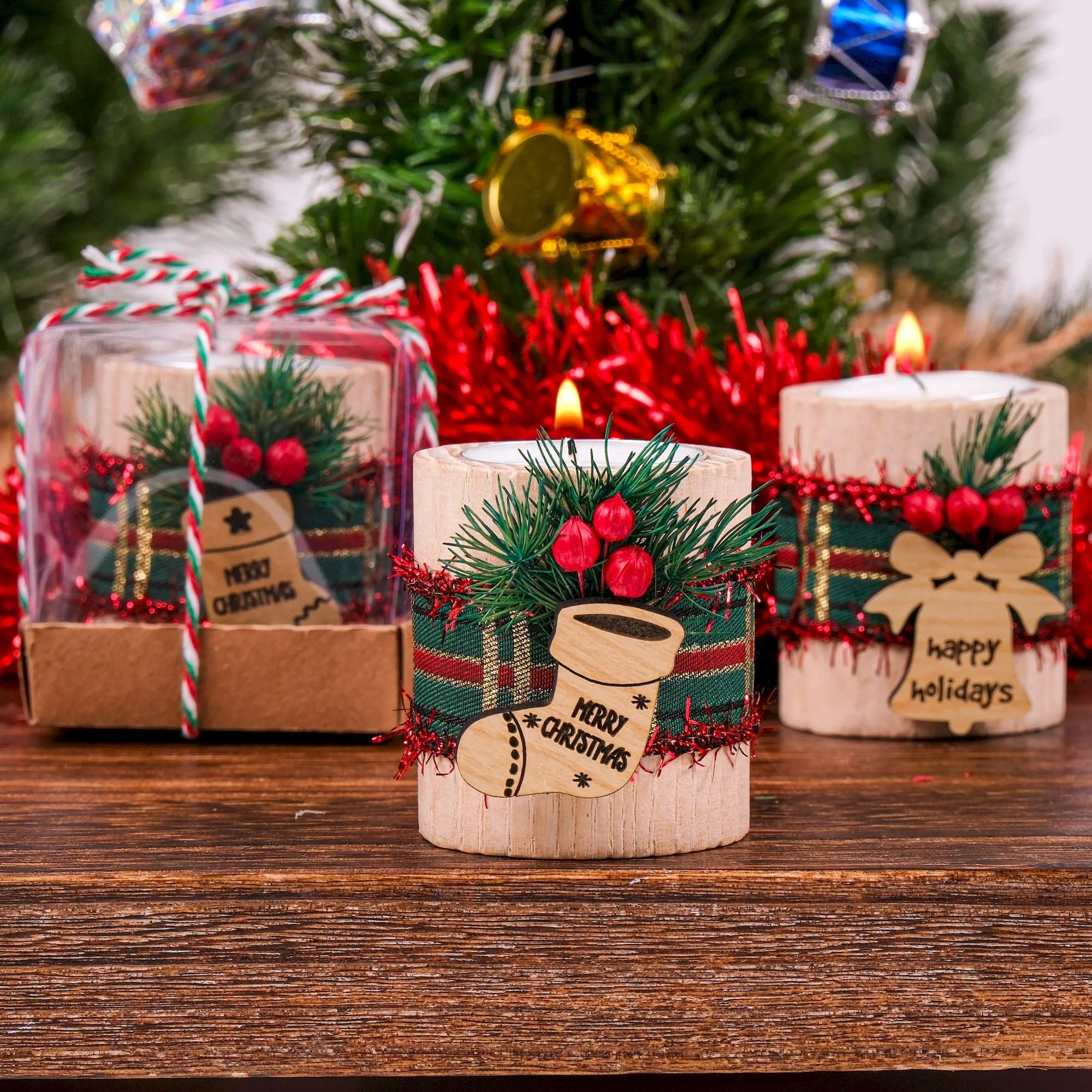 Personalized Christmas Gift, Christmas Wooden Candle Holder, Noel New Year Happy Holiday Gifts, Christmas 2024 Ornament, Gift Exchange