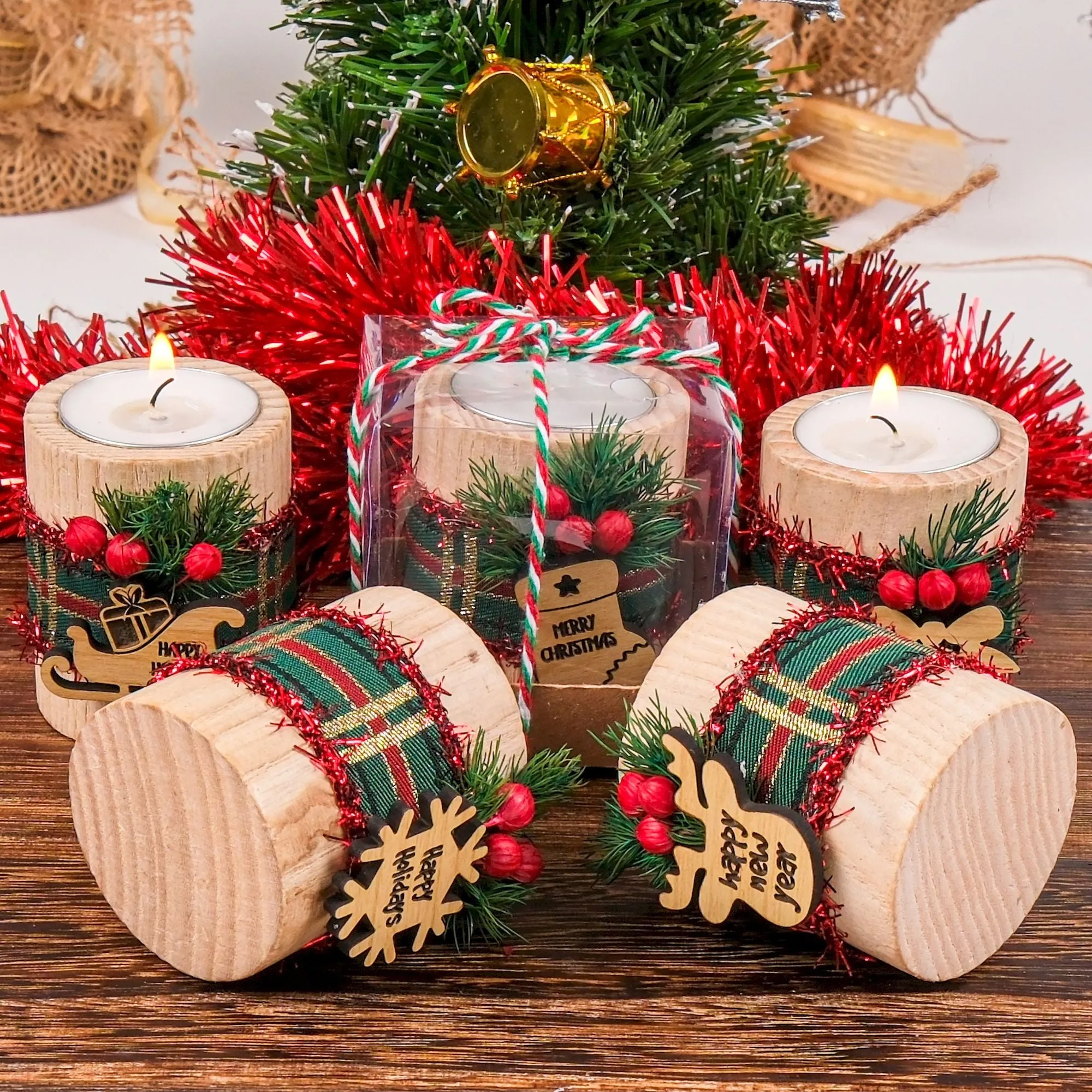 Personalized Christmas Gift, Christmas Wooden Candle Holder, Noel New Year Happy Holiday Gifts, Christmas 2024 Ornament, Gift Exchange