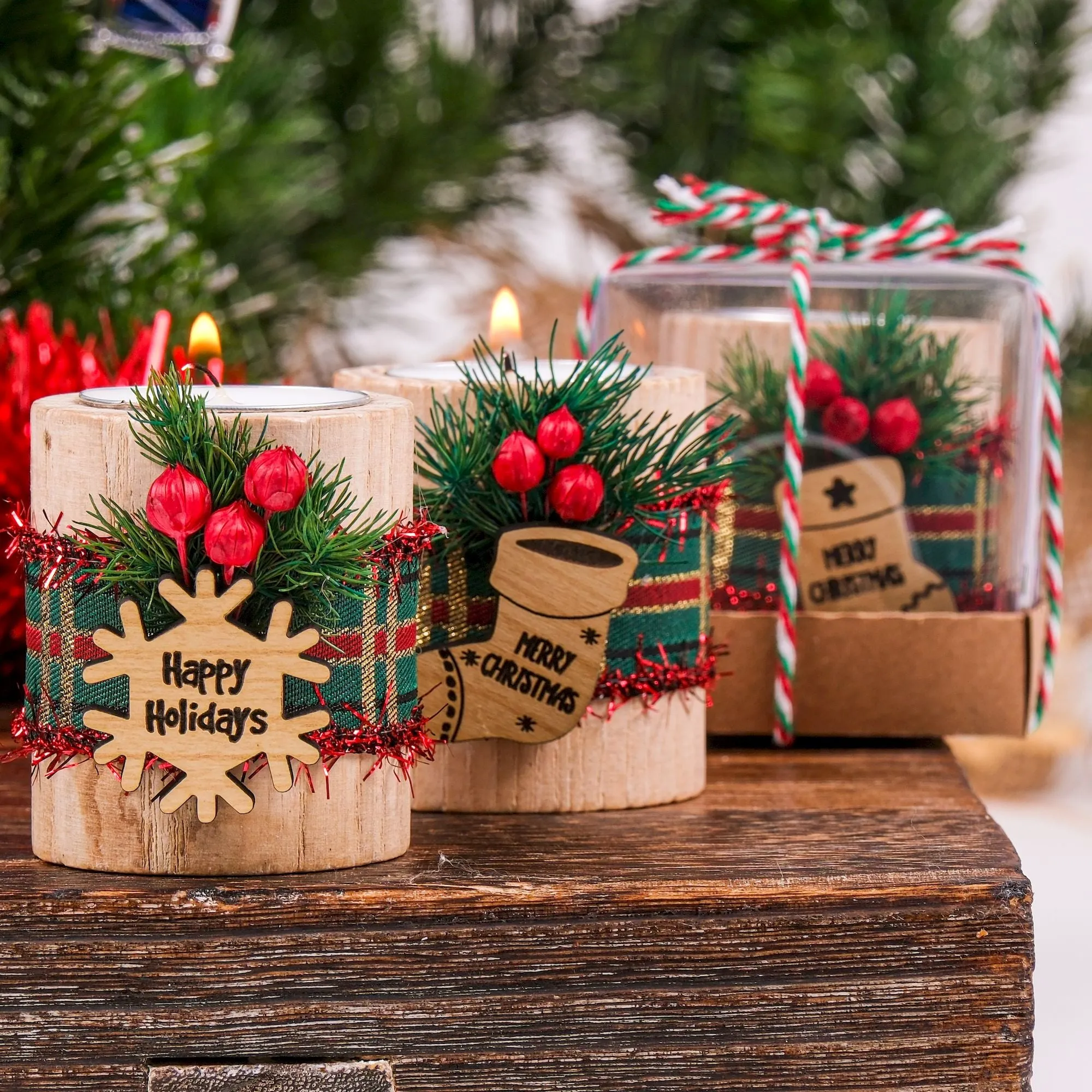 Personalized Christmas Gift, Christmas Wooden Candle Holder, Noel New Year Happy Holiday Gifts, Christmas 2024 Ornament, Gift Exchange