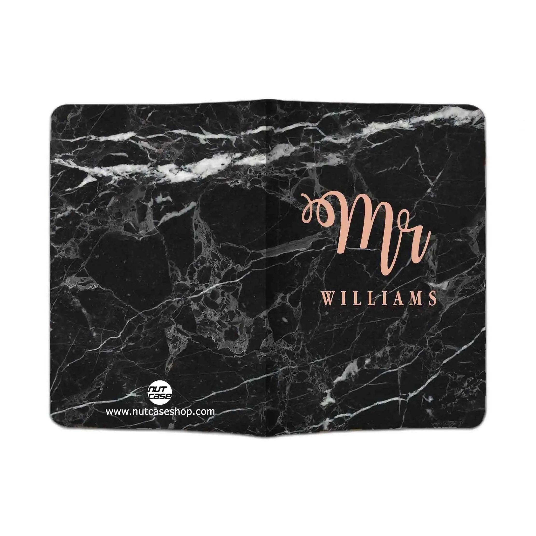 Personalized Gifts for Him Passport Holder-Mr Black Marble