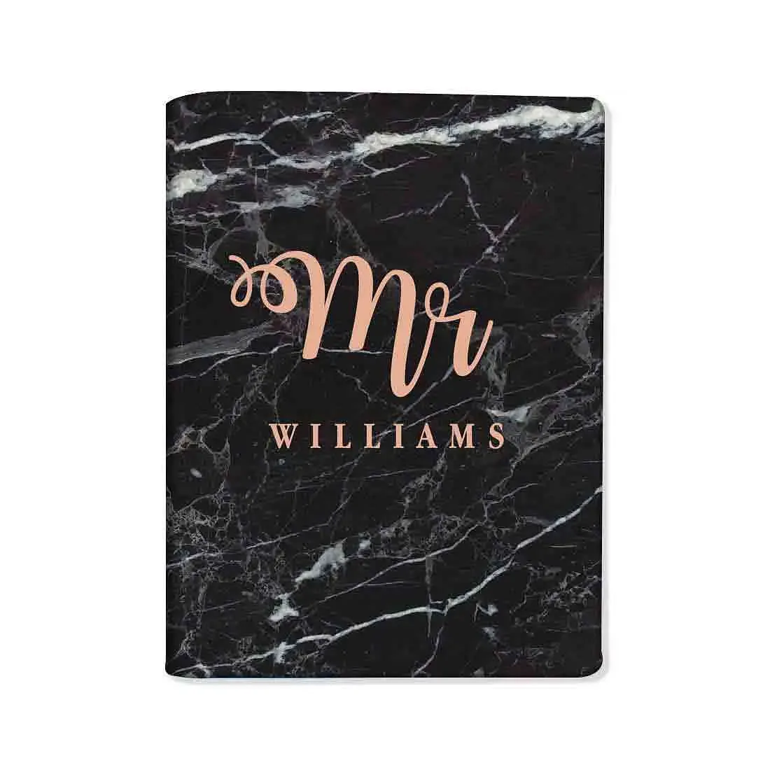 Personalized Gifts for Him Passport Holder-Mr Black Marble