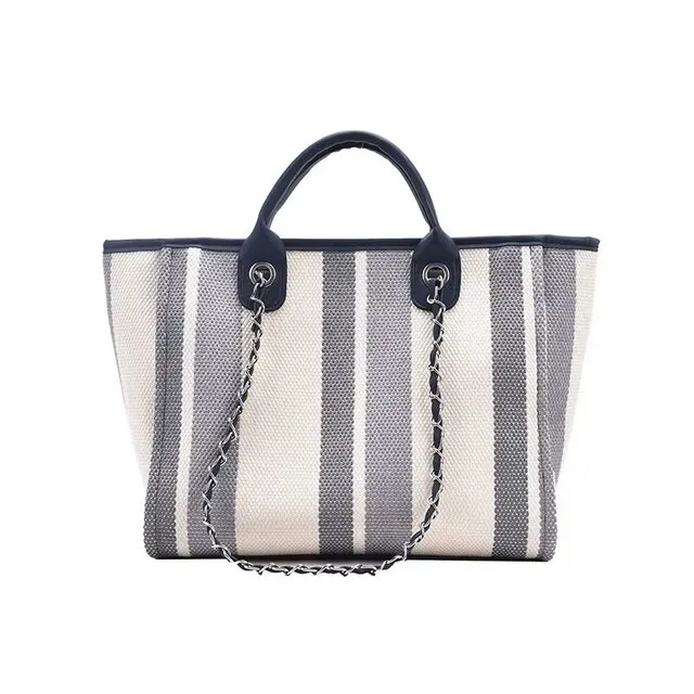 Personalized Medium Striped Tote Bag