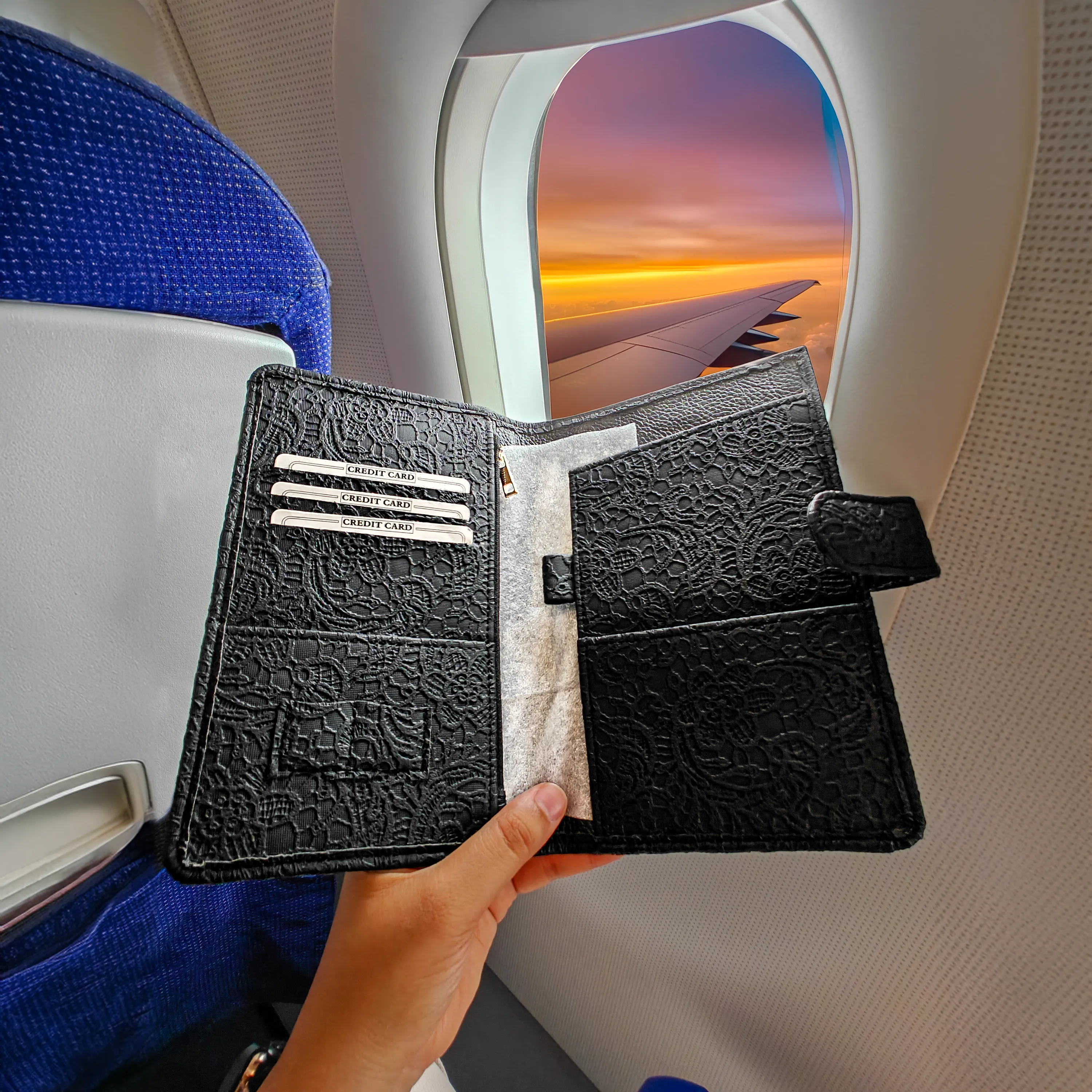 Personalized Travel Wallet - Glided Grace Black