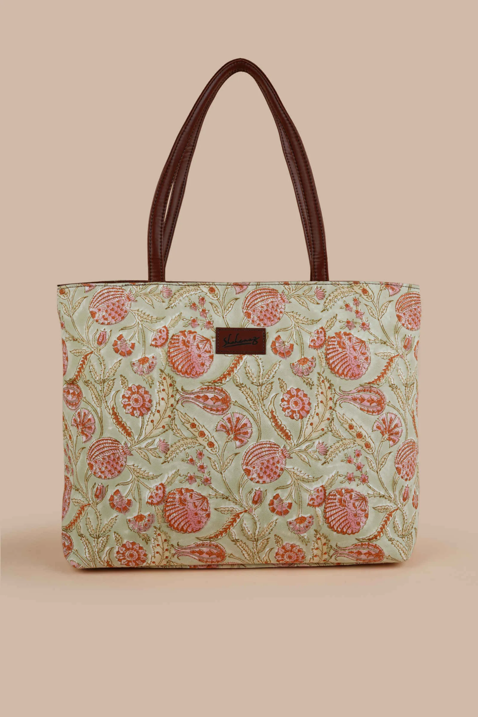 Peruvian Pomegranate Hand Block Printed Pink Classic Tote Bag