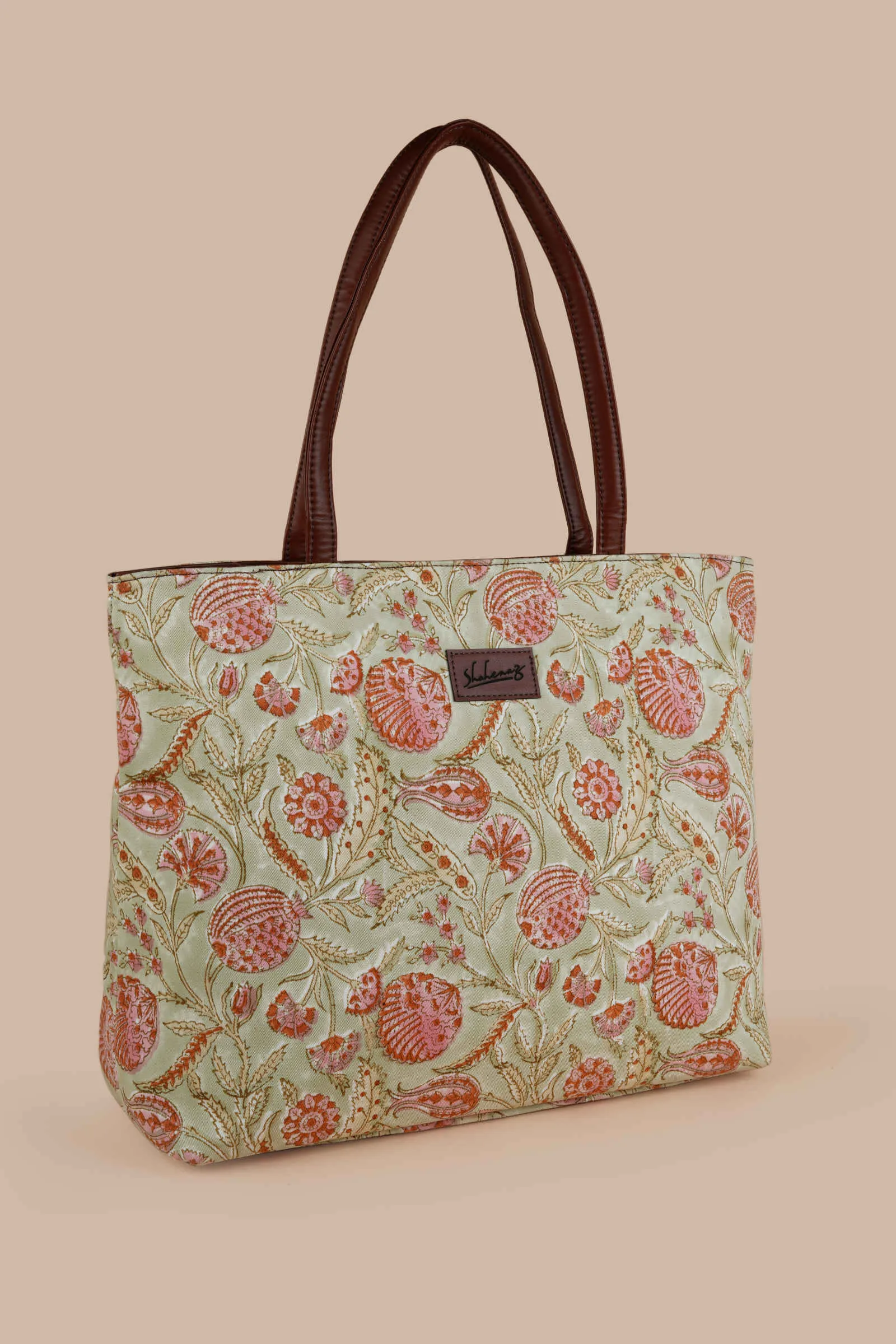 Peruvian Pomegranate Hand Block Printed Pink Classic Tote Bag