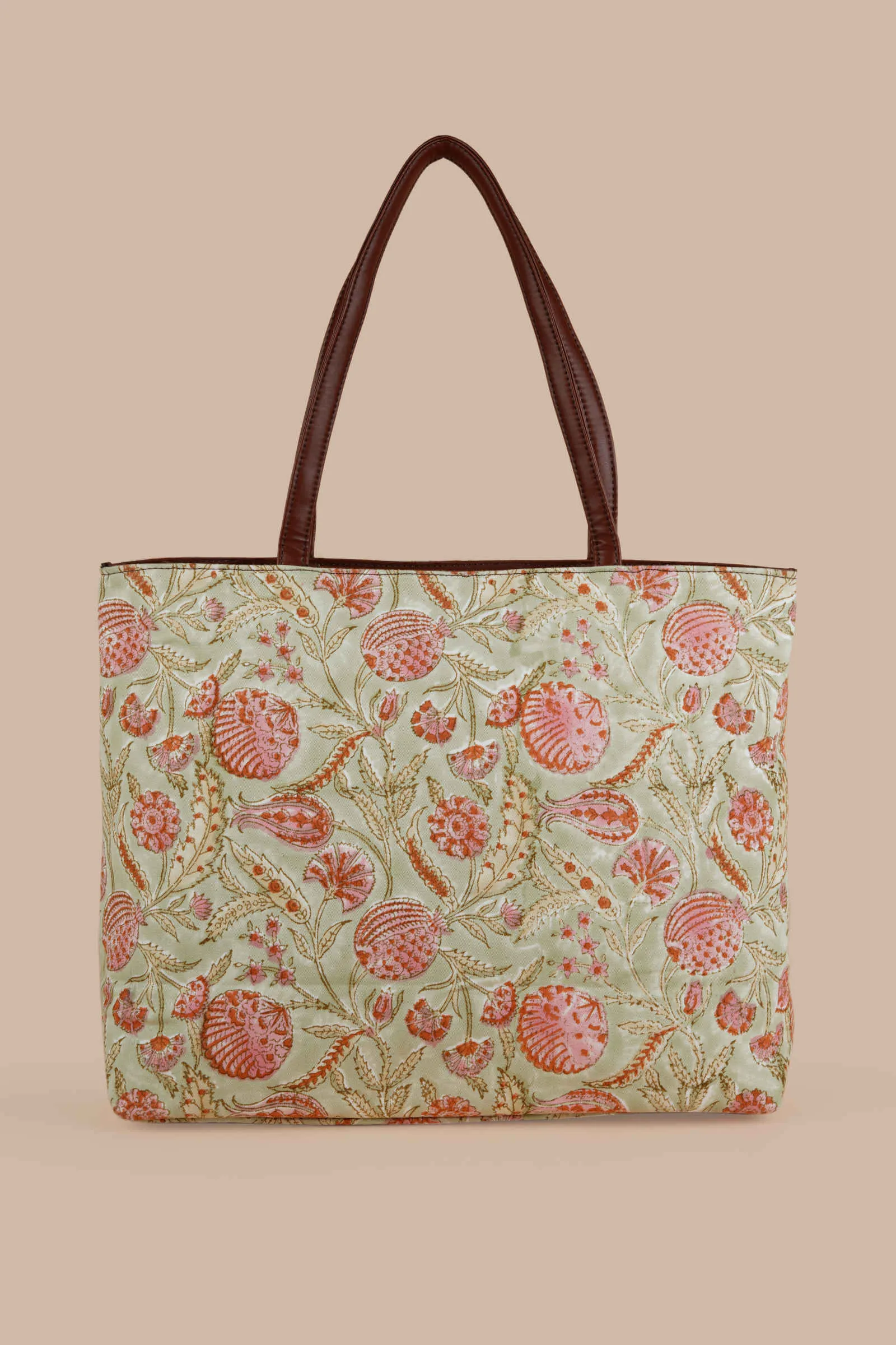 Peruvian Pomegranate Hand Block Printed Pink Classic Tote Bag