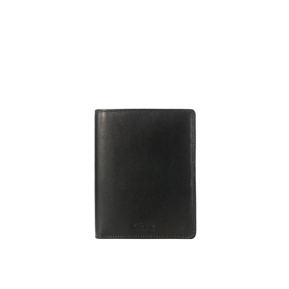 Picard Brooklyn Leather Passport Holder with Flap (Black)