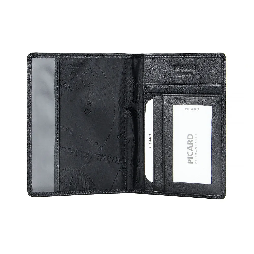 Picard Saffiano Men's Leather Passport  Holder (Black)