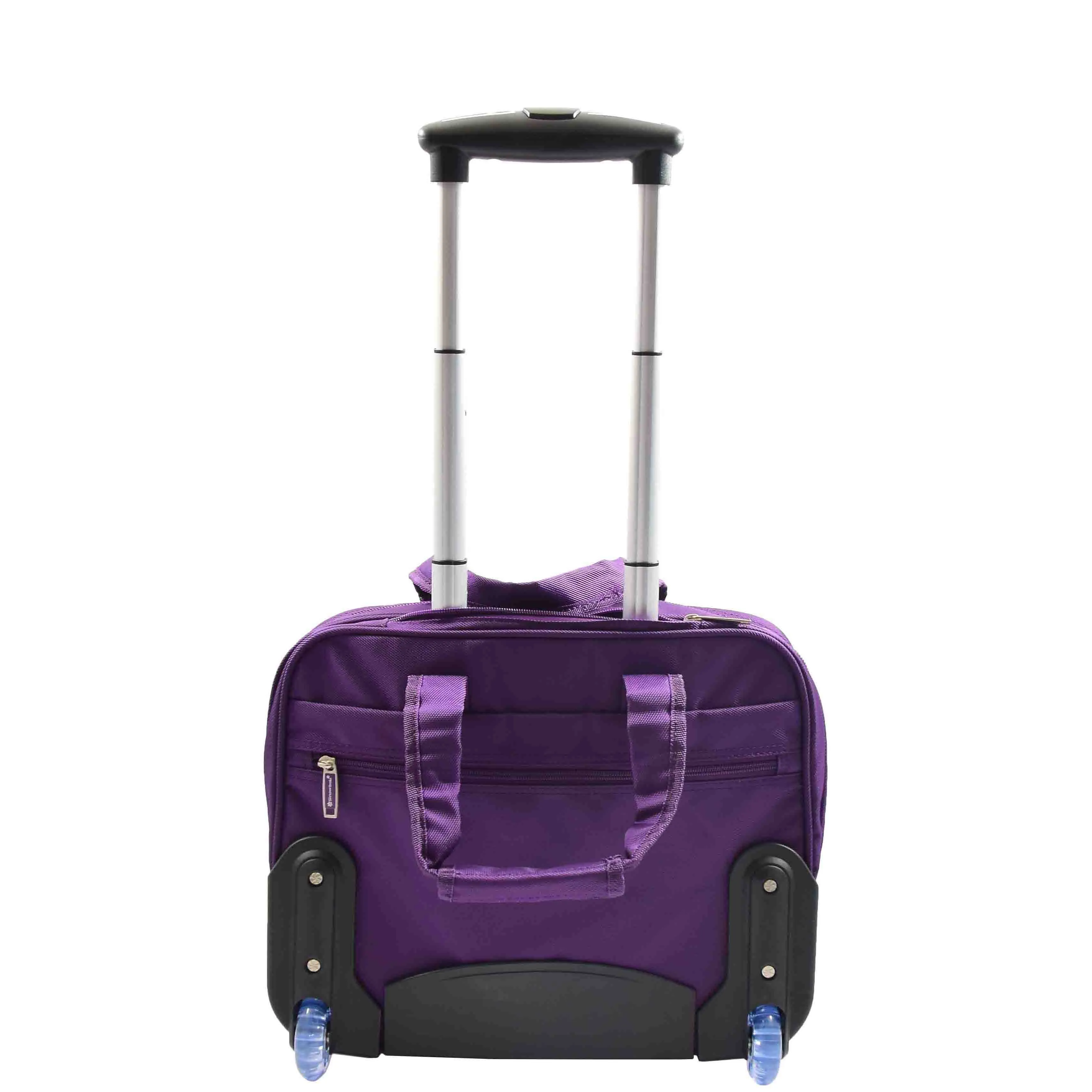 Pilot Case Roller Briefcase Business Travel Carry-on Cabin Size Laptop Bag A681 Purple