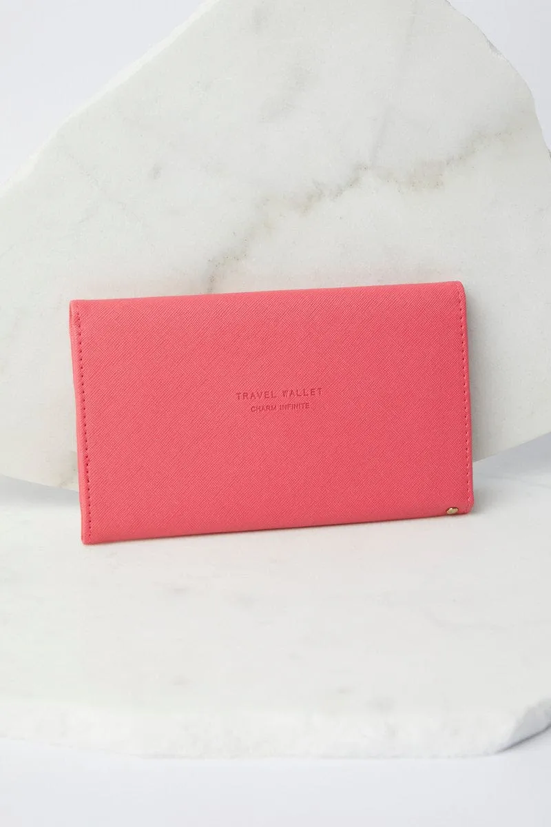 Pink Travel Wallet Passport Holder