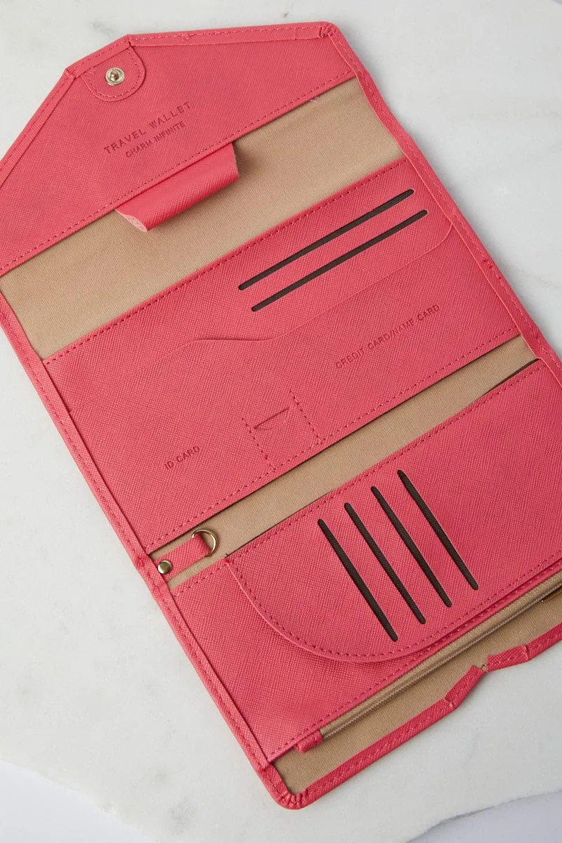 Pink Travel Wallet Passport Holder