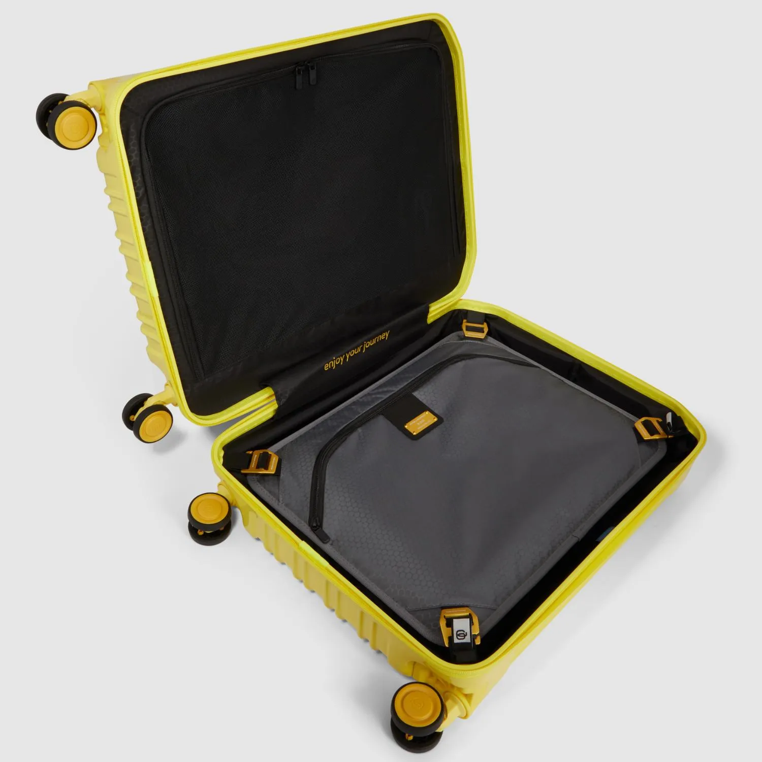 Piquadro Pq-Light Ultra Slim Spinner In Polycarbonate Yellow