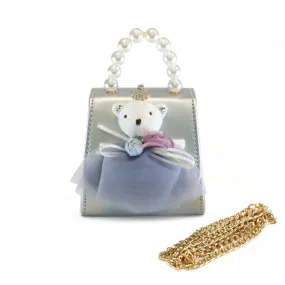 Princess Bear Leather Purse - Silver