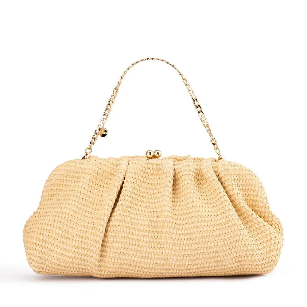 Queenie Woven Clutch in Natural