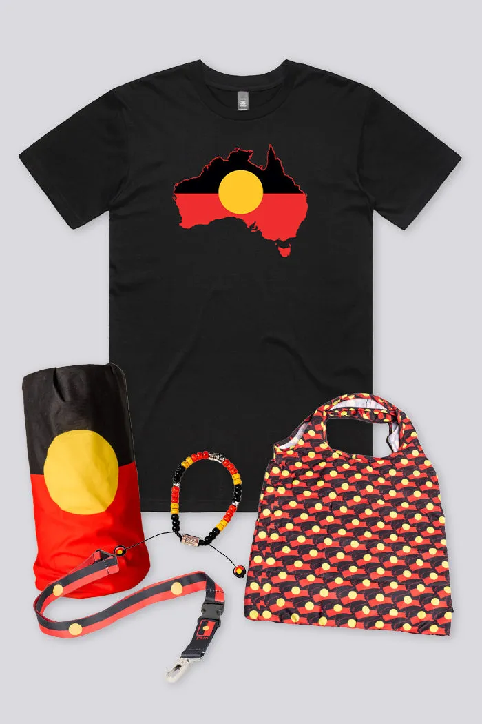 "Raise the Flag" Aboriginal Flag (Australia) Black Women's T-Shirt Boxed Bundle