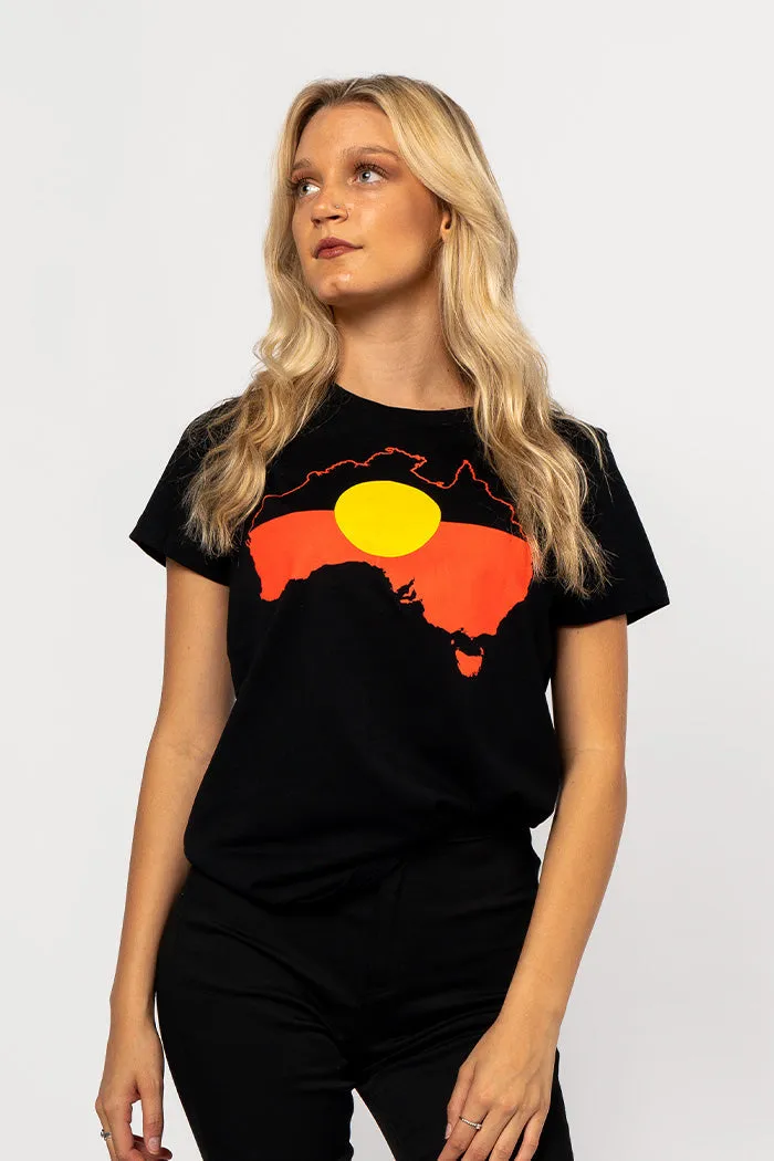 "Raise the Flag" Aboriginal Flag (Australia) Black Women's T-Shirt Boxed Bundle