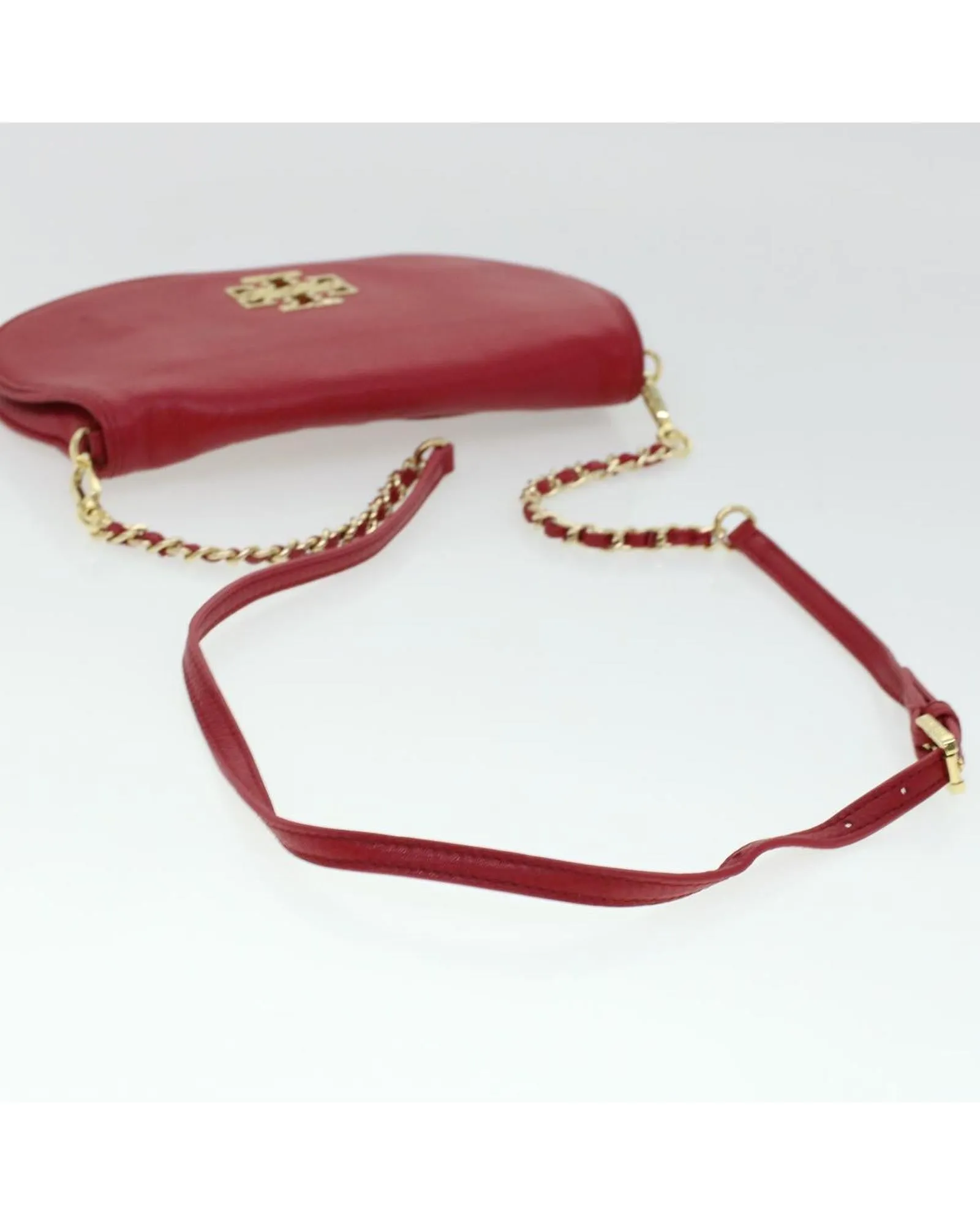 Red Leather Chain Shoulder Bag