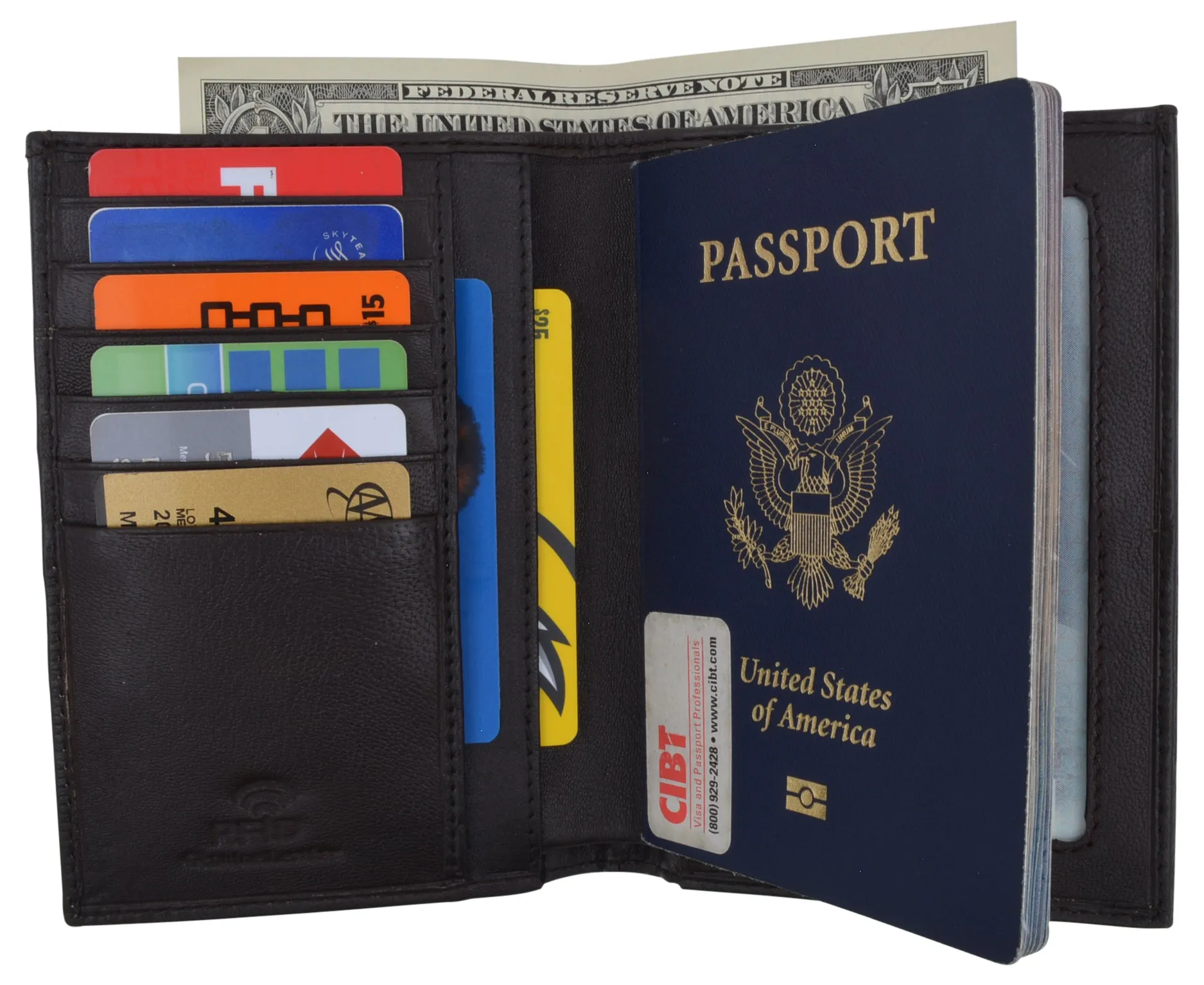 RFID Blocking Leather Passport Holder Wallet Cover Case Travel For Men and Women