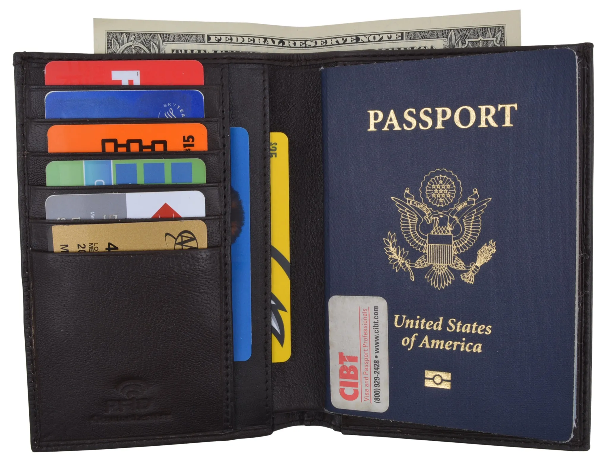 RFID Blocking Leather Passport Holder Wallet Cover Case Travel For Men and Women