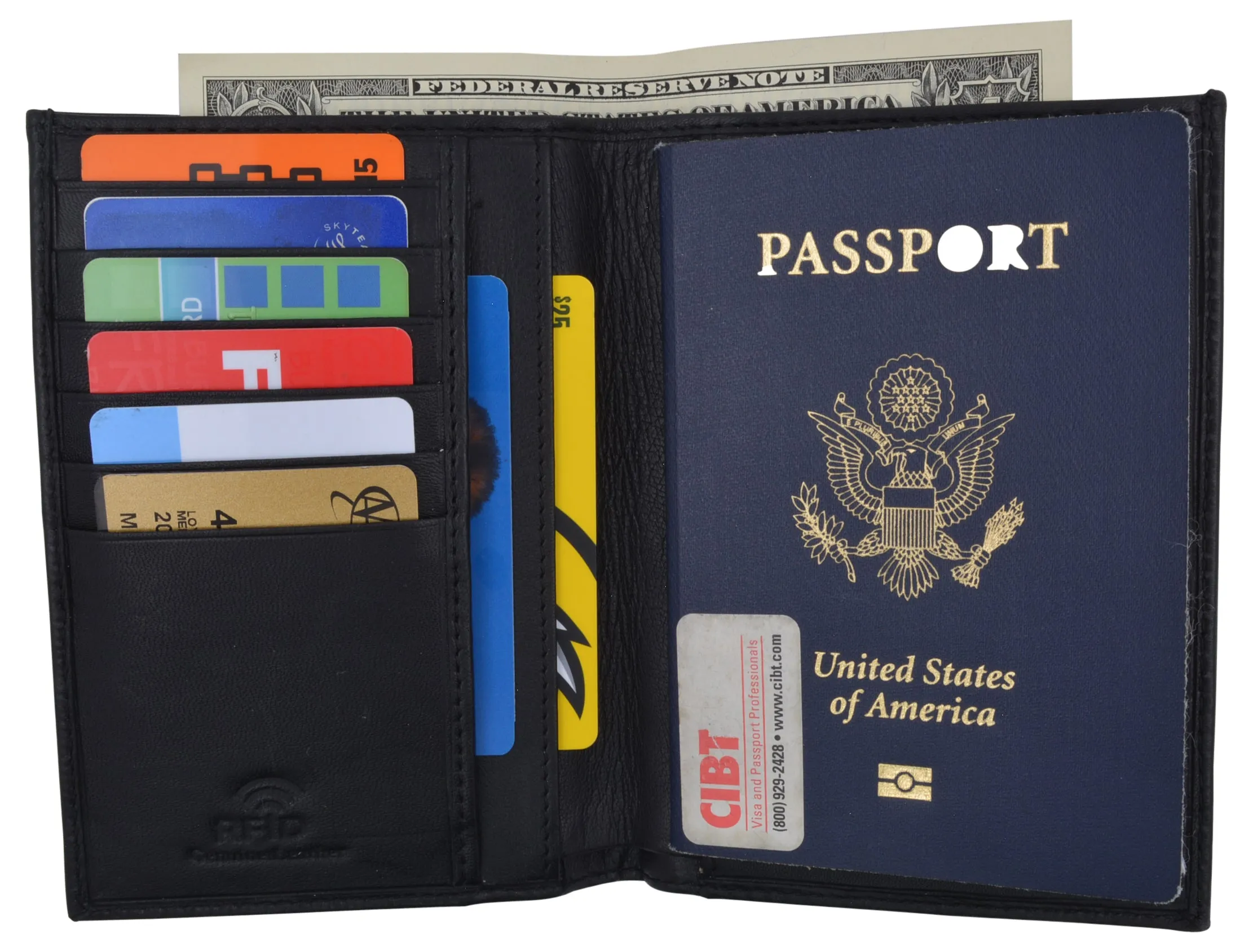 RFID Blocking Leather Passport Holder Wallet Cover Case Travel For Men and Women