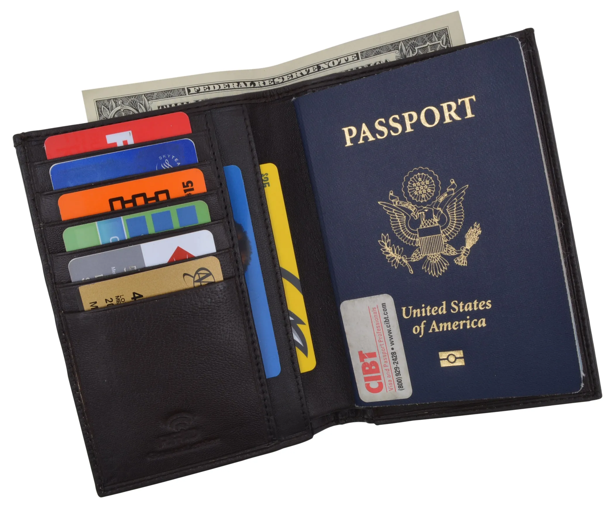 RFID Blocking Leather Passport Holder Wallet Cover Case Travel For Men and Women