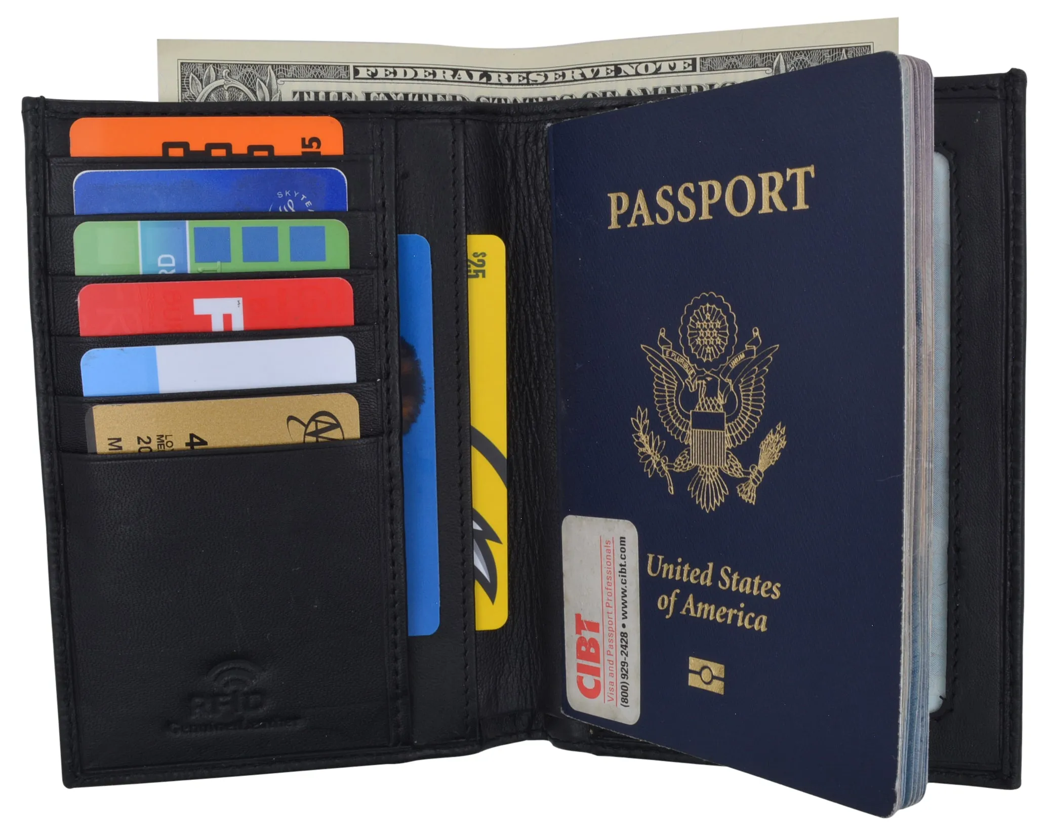 RFID Blocking Leather Passport Holder Wallet Cover Case Travel For Men and Women