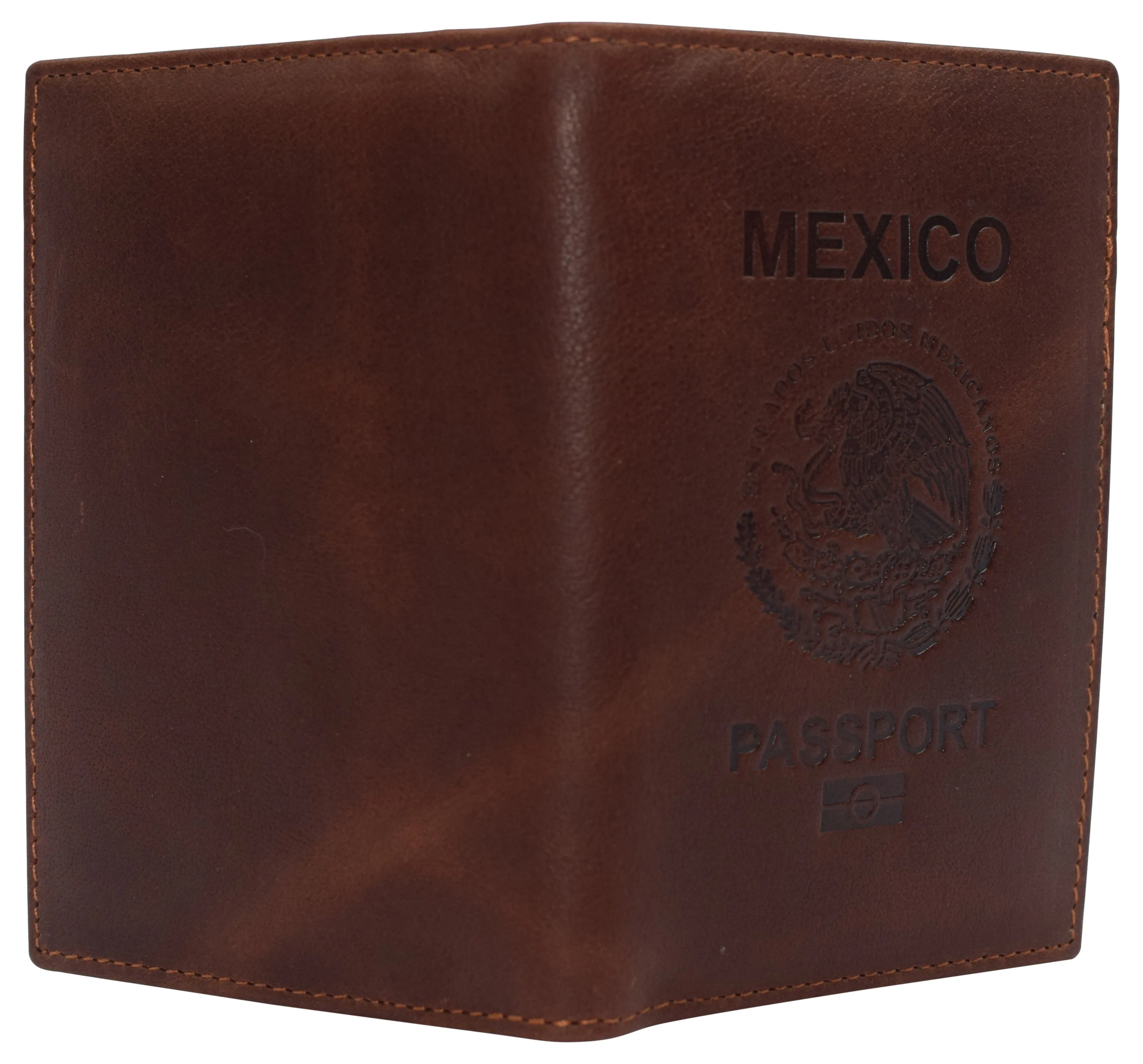 RFID520151NUTN Real Leather RFID Blocking Travel Passport Holder with Vaccine Card Slot