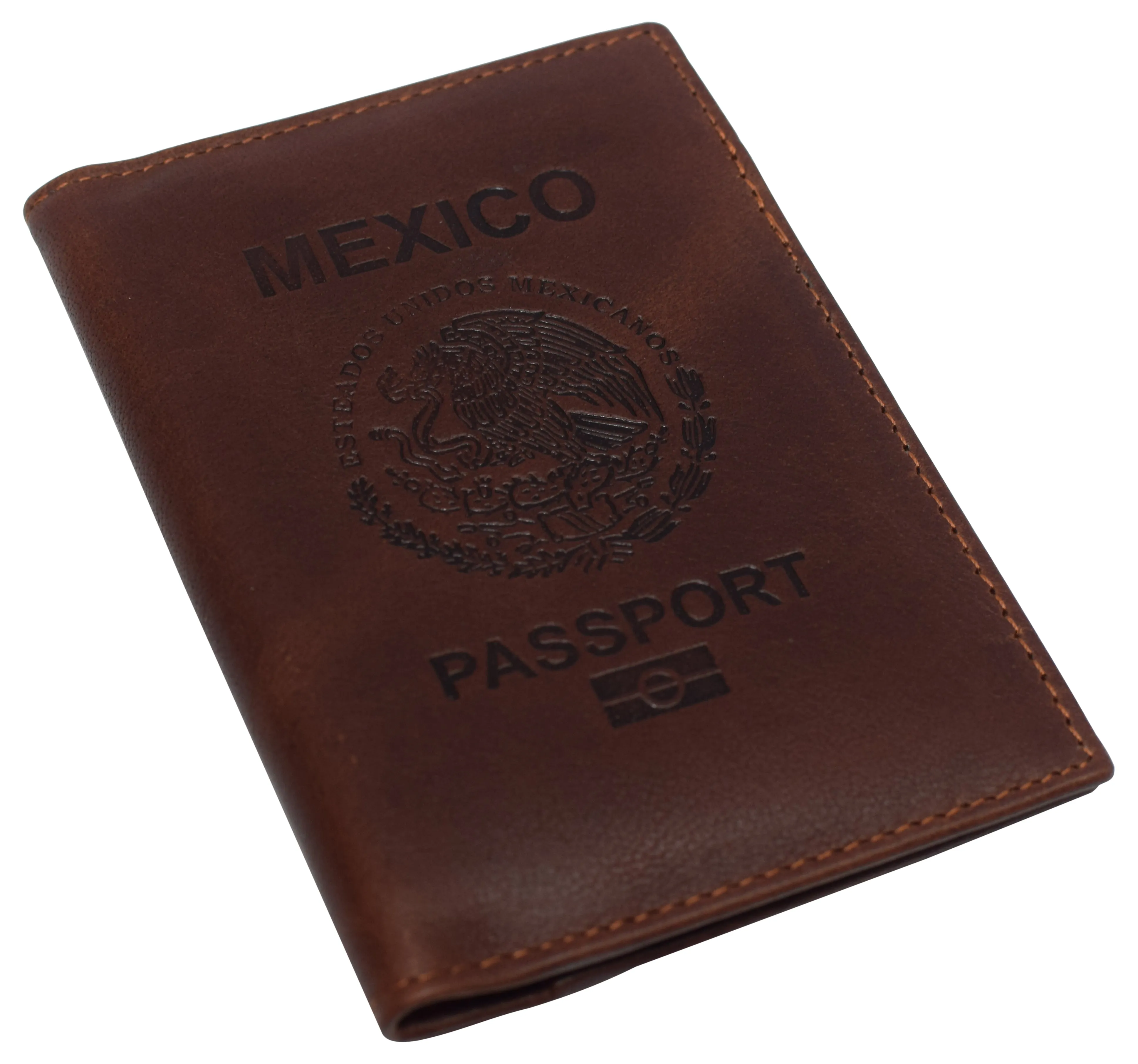 RFID520151NUTN Real Leather RFID Blocking Travel Passport Holder with Vaccine Card Slot