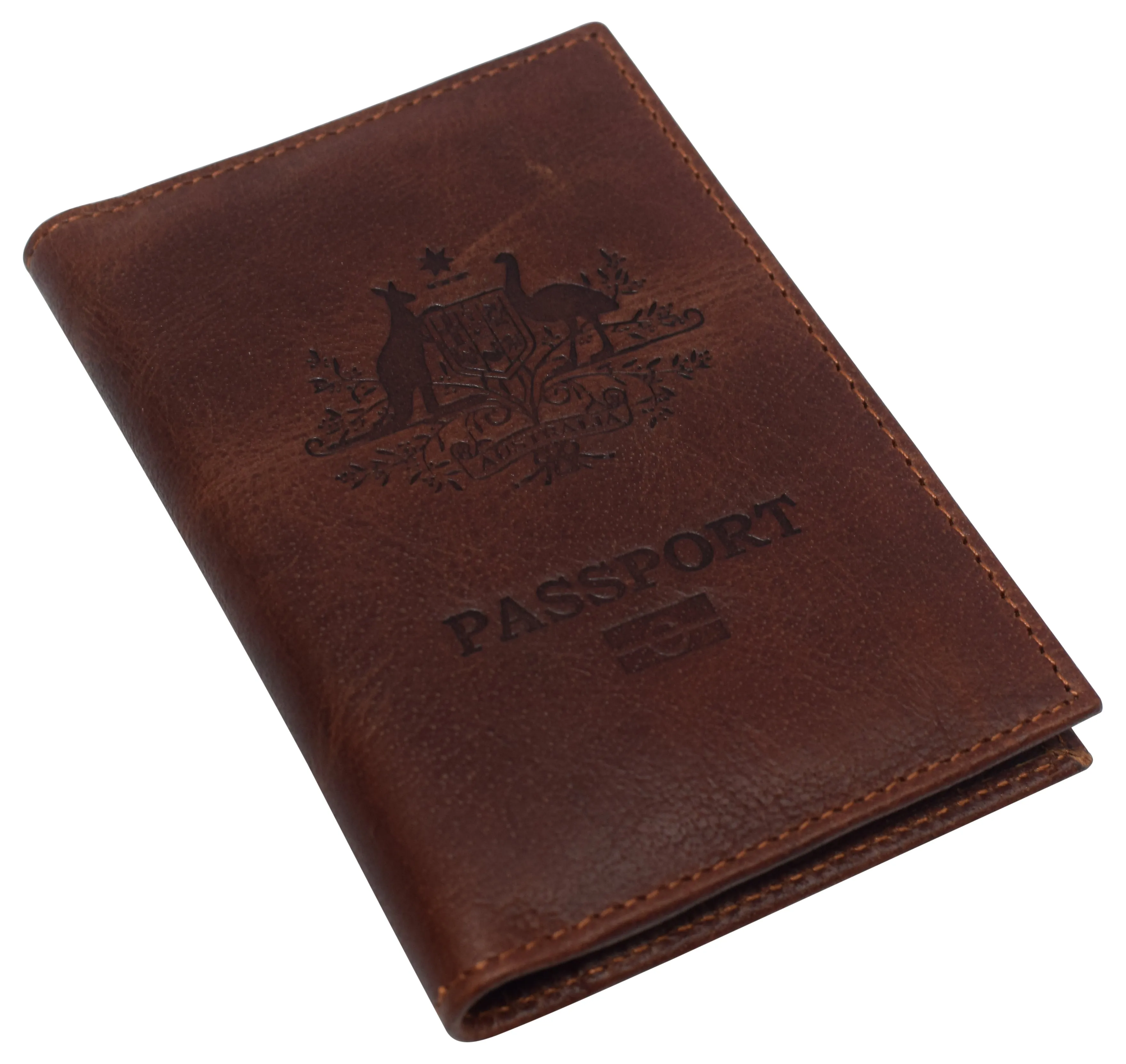 RFID520151NUTN Real Leather RFID Blocking Travel Passport Holder with Vaccine Card Slot