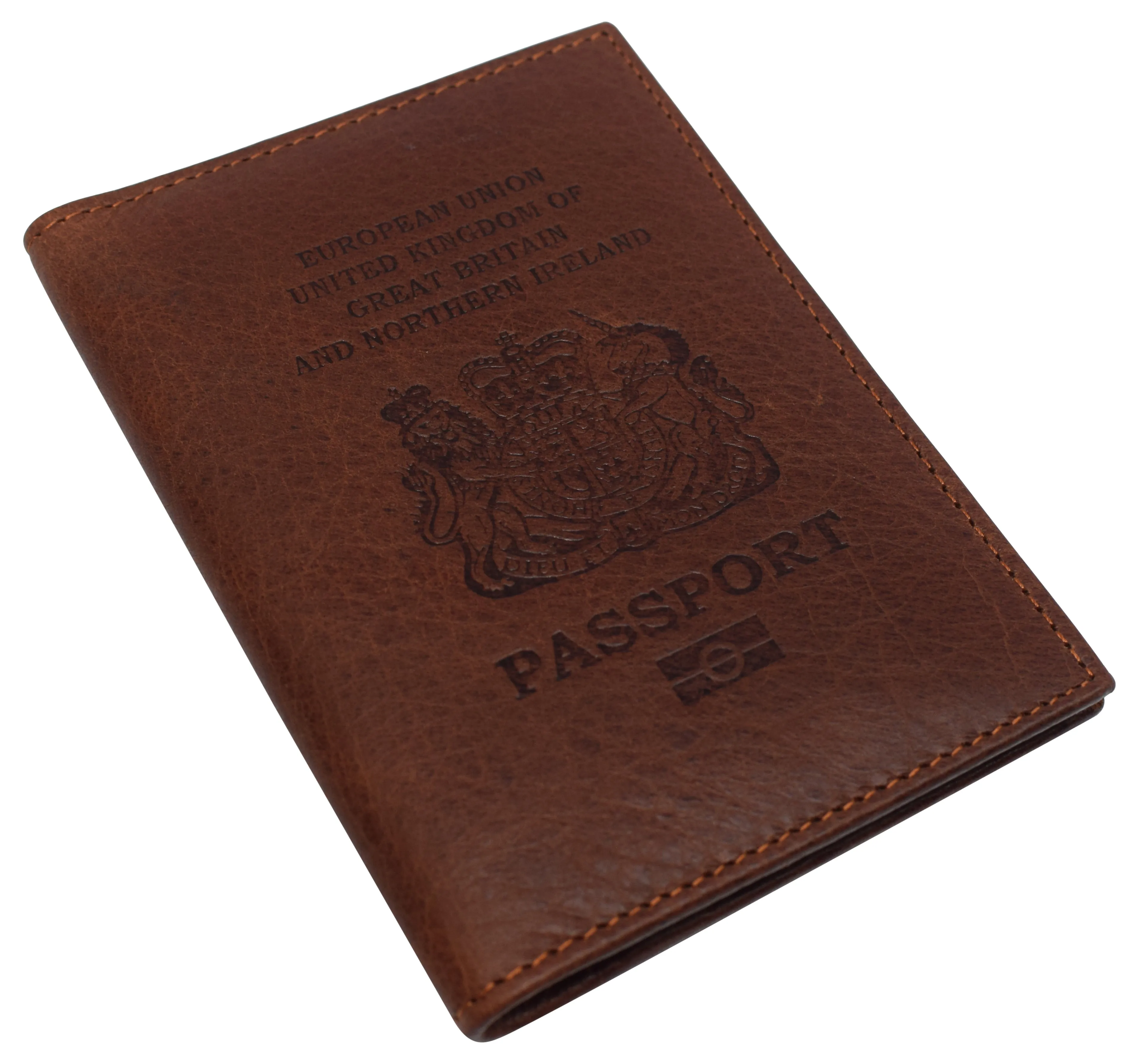 RFID520151NUTN Real Leather RFID Blocking Travel Passport Holder with Vaccine Card Slot