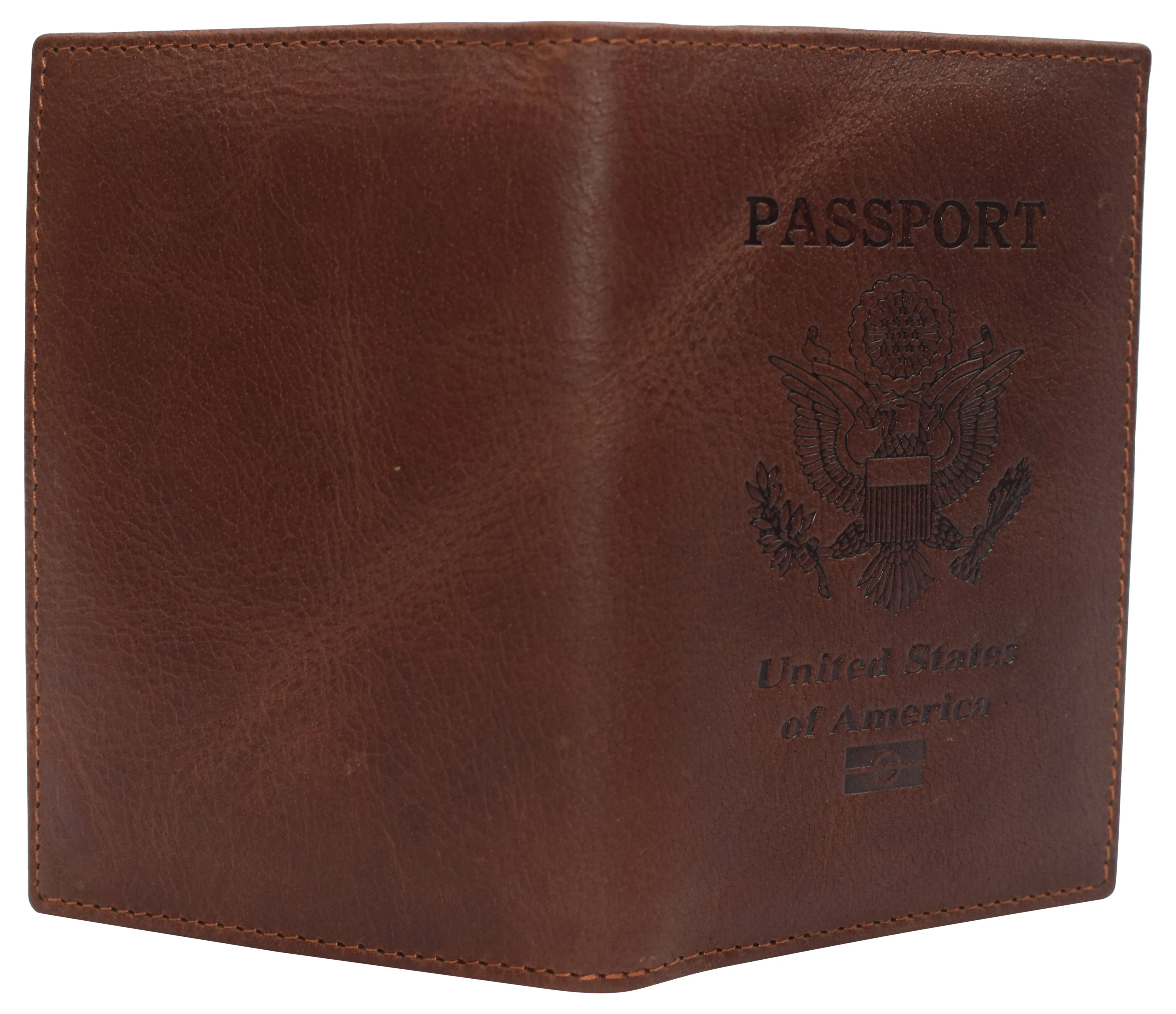 RFID520151NUTN Real Leather RFID Blocking Travel Passport Holder with Vaccine Card Slot