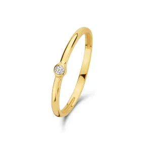 Rivoli Aélys 14 karat gold stacking ring with zirconia stone