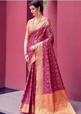 Royal Purple Woven Patola Silk Saree