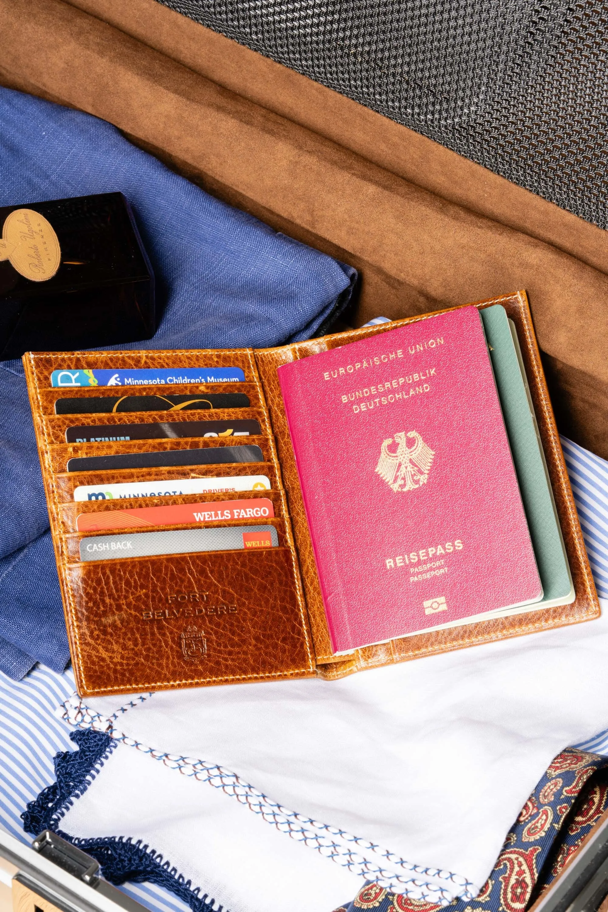 Saddle Brown Full-Grain Leather Passport Holder