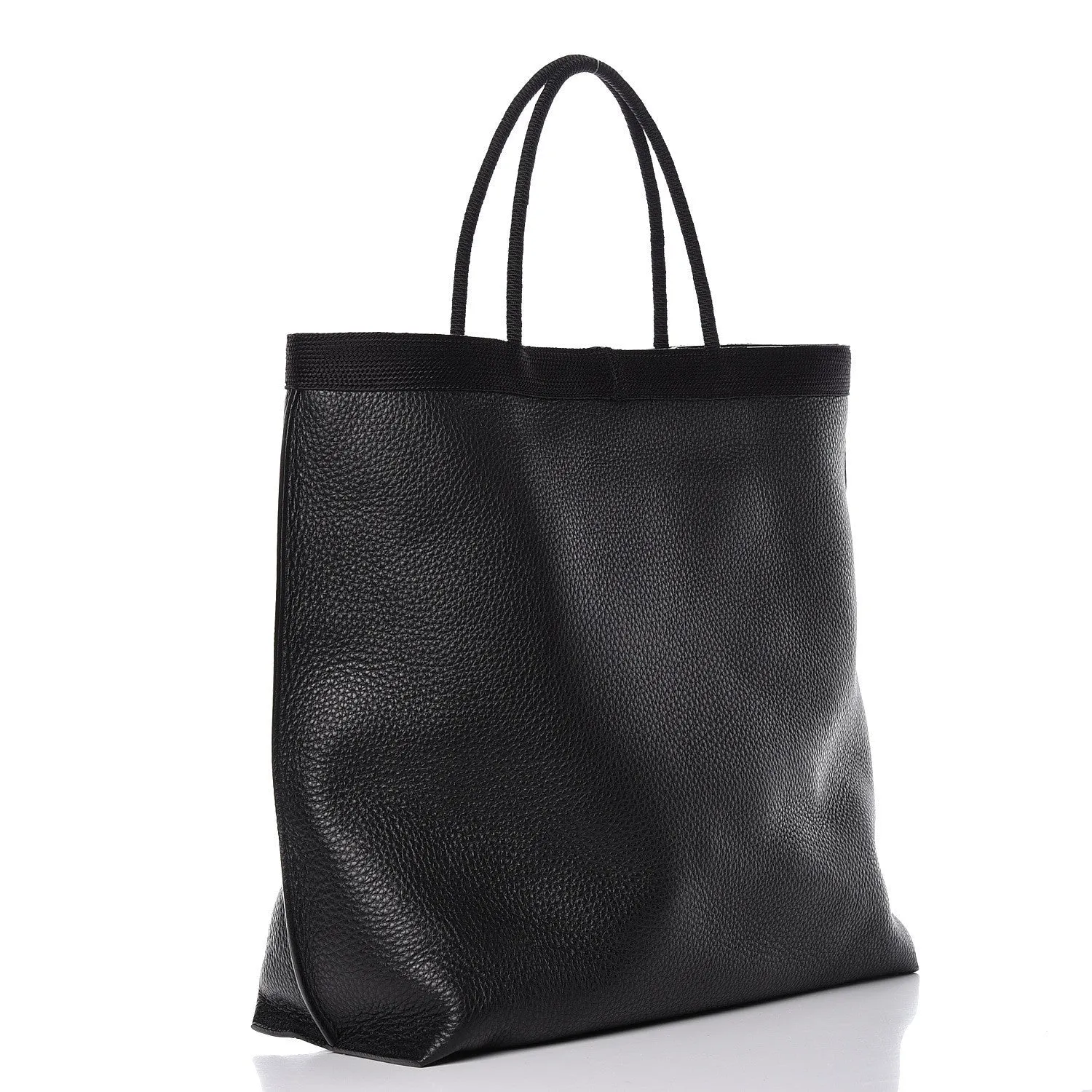 Saint Laurent Patti Black Grained Calfskin Leather Tote