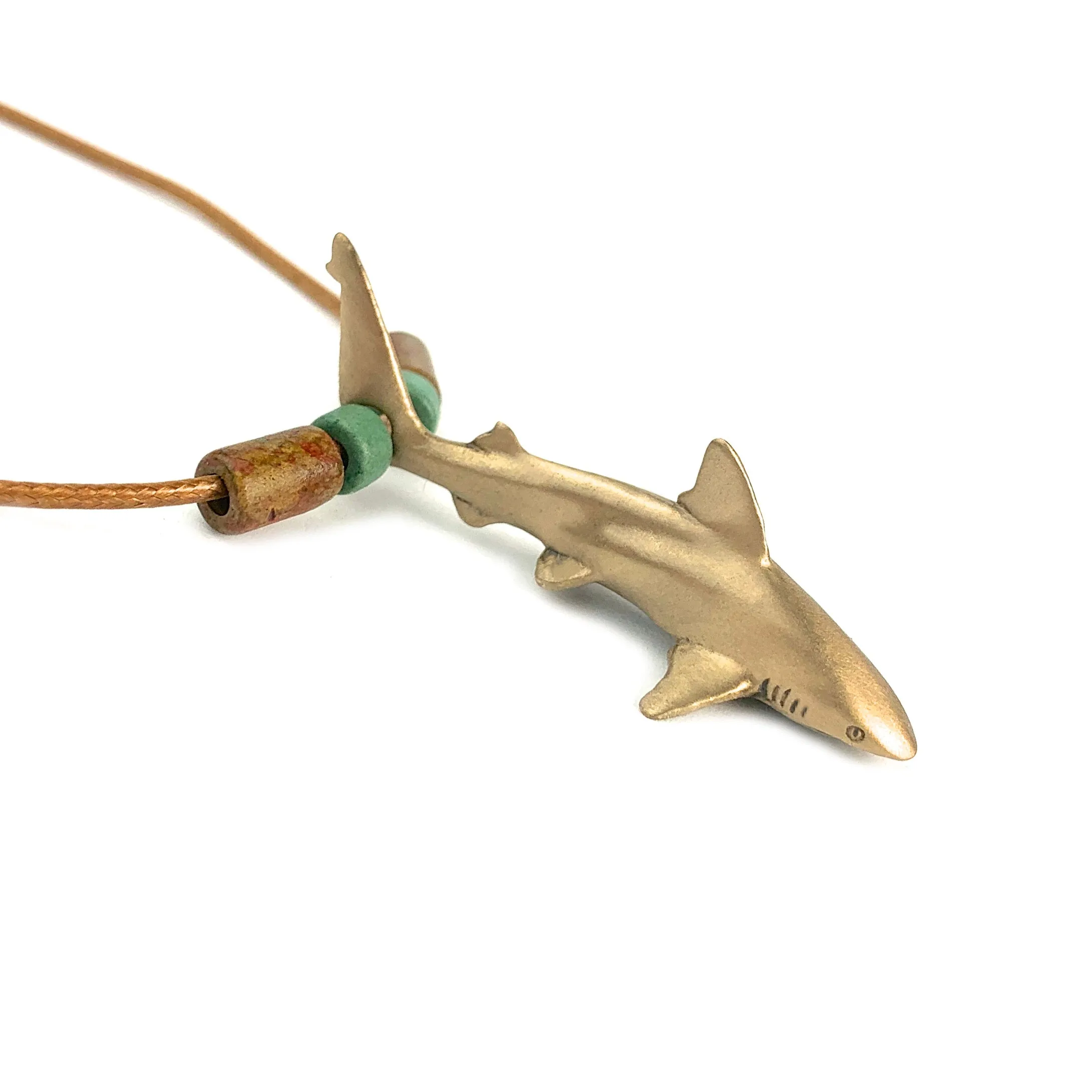 Shark Necklace for Men and Women Bronze- Bronze Reef Shark Necklace for Women, Bronze Reef Shark Necklace, Shark Jewelry