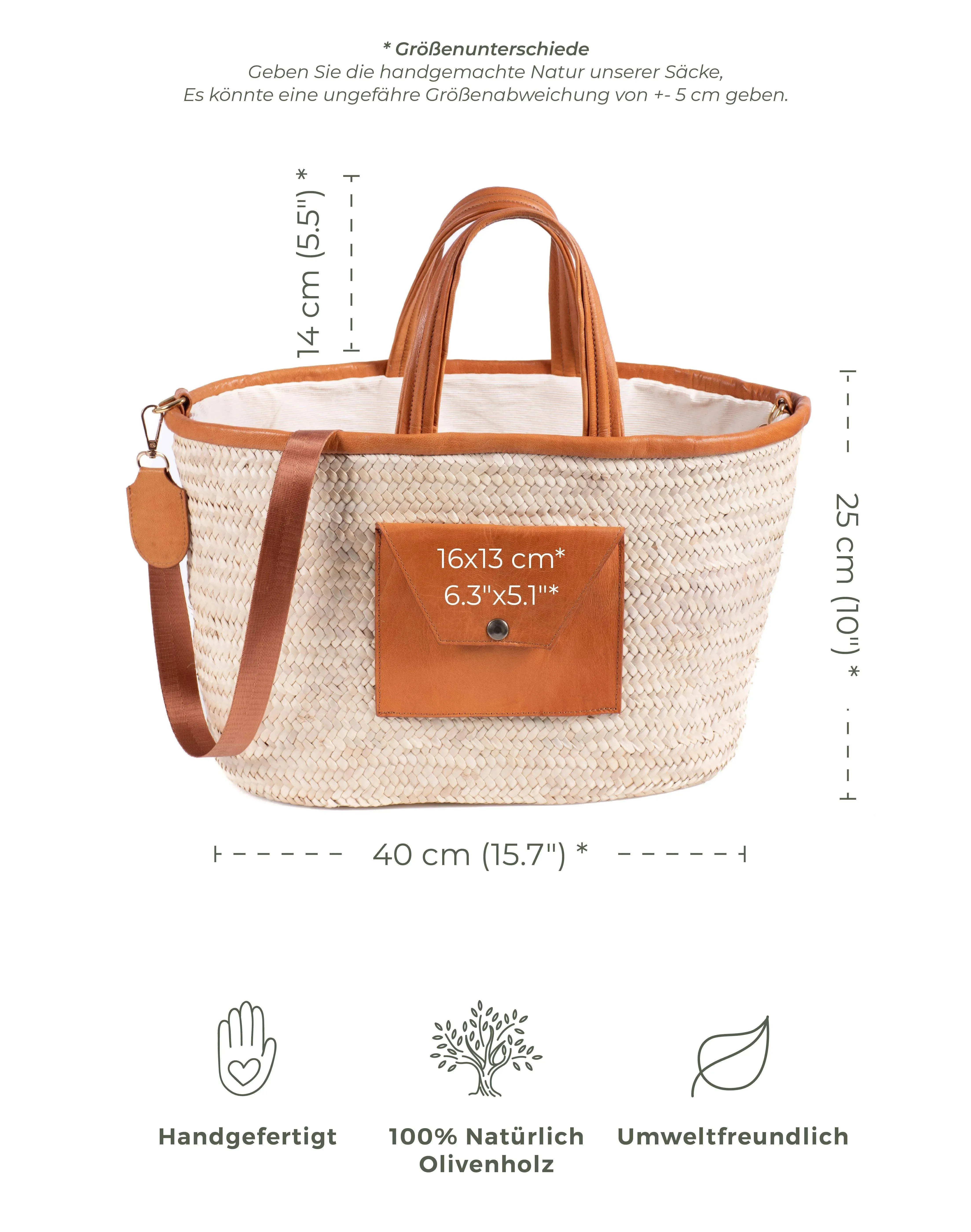 Shopping Bag Saaf with Leather Pocket M