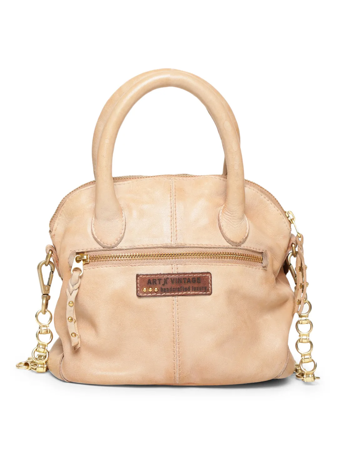 SILVIA: Cream Leather Women Handbag By Art N Vintage