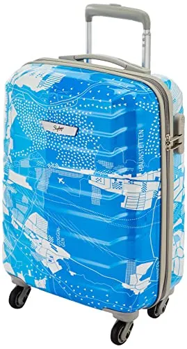 Skybags Trooper 55 Cms Small Cabin Polycarbonate Hard Sided 4 Spinner Wheels Luggage/Suitcase/Trolley Bag- Blue and White