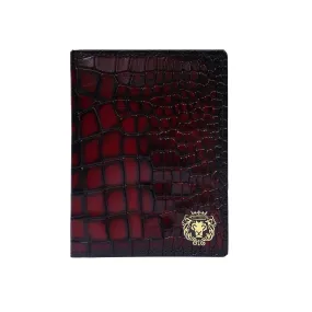 Smokey Finish Two Fold Passport Holder in Wine Deep Cut Leather