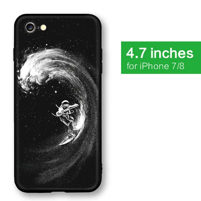 Space Moon Astronaut Pattern Phone Cases For iphone 7; 8 Case For iphone; 7plus; 8Plus