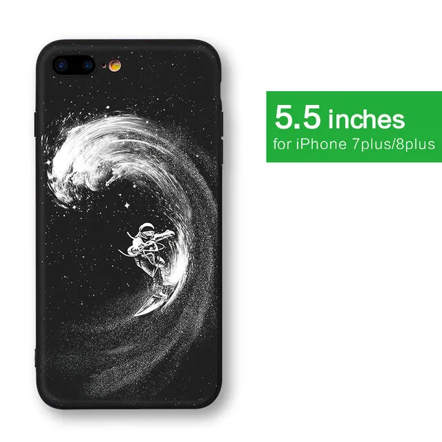 Space Moon Astronaut Pattern Phone Cases For iphone 7; 8 Case For iphone; 7plus; 8Plus