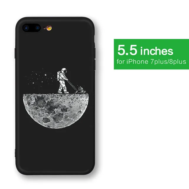 Space Moon Astronaut Pattern Phone Cases For iphone 7; 8 Case For iphone; 7plus; 8Plus