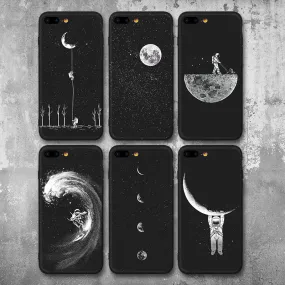 Space Moon Astronaut Pattern Phone Cases For iphone 7; 8 Case For iphone; 7plus; 8Plus